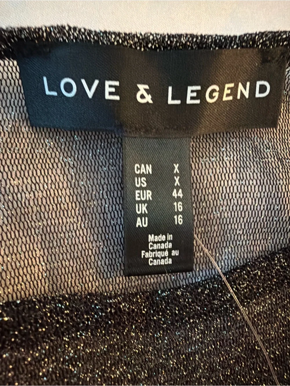 Love & Legend Metallic Sheer Long Sleeve Top - Black - Picture 2 of 2